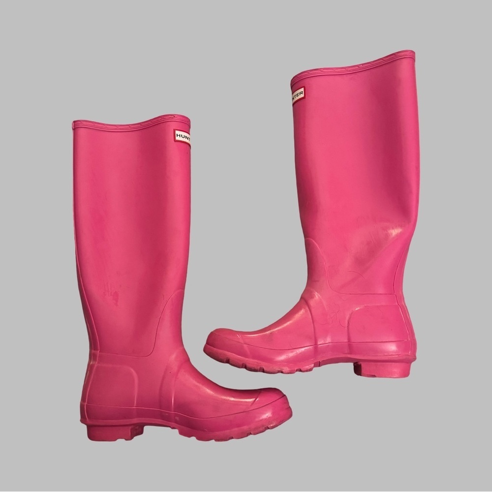 HUNTER Women’s Tall Gloss Hot Pink Rain Boots Size 9
